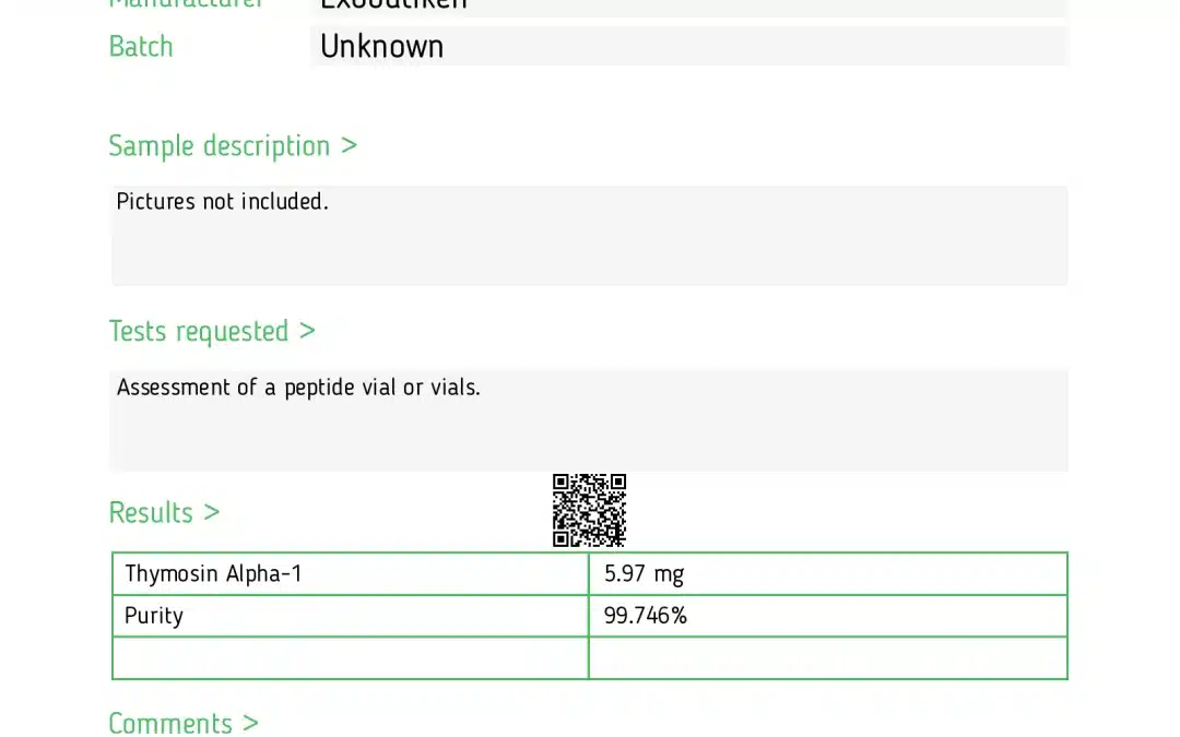 Thymosin Alpha 1 5,97 mg peptid – Stärker immunförsvaret och skyddar mot virus och infektioner.